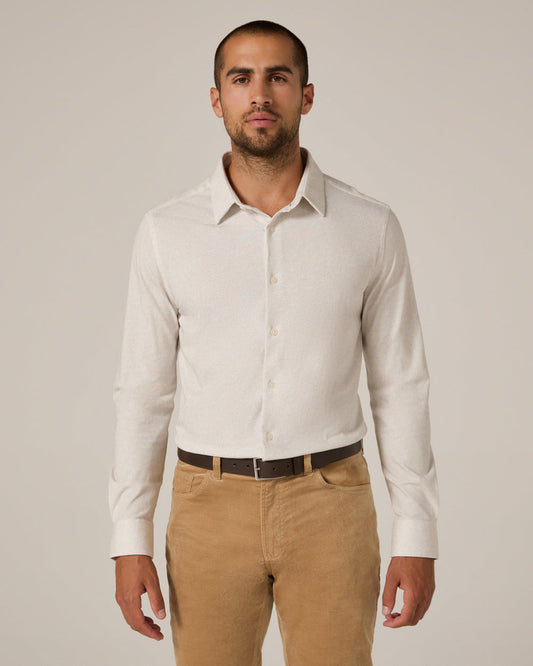 7 Diamonds Monty Long Sleeve Sportshirt in Natural