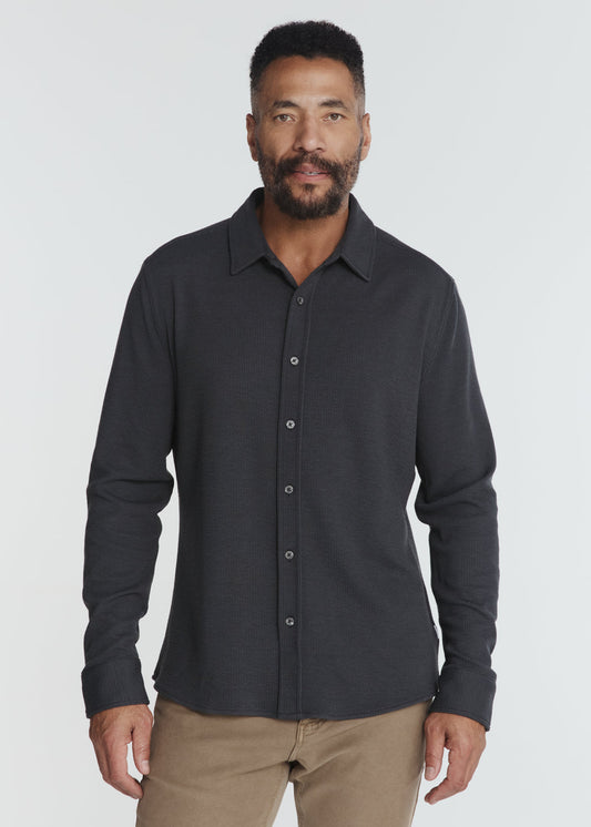7 Diamonds Mens Levine Long Sleeve Sportshirt in Anthracite