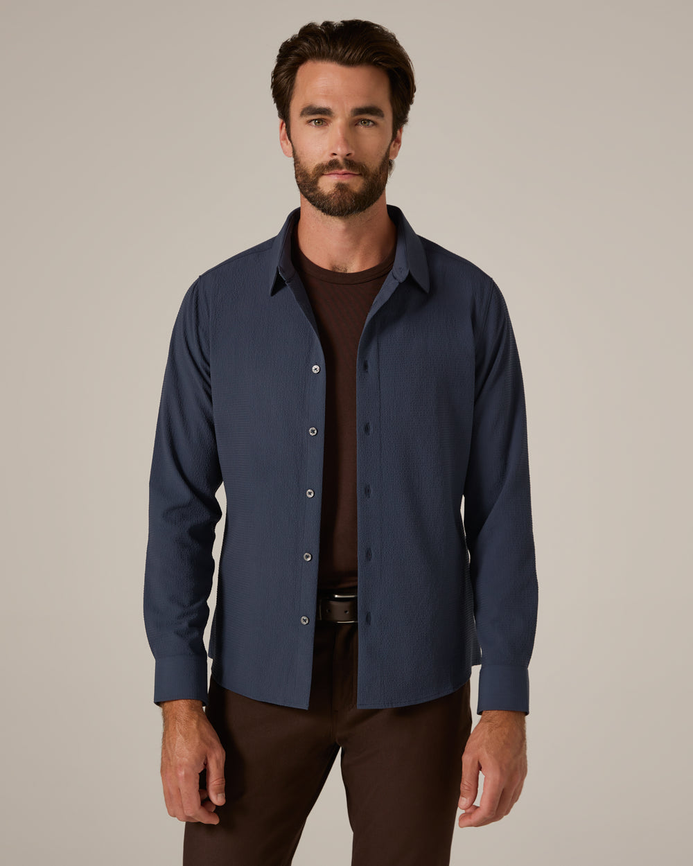7 Diamonds Drayton Long Sleeve Sportshirt in Navy