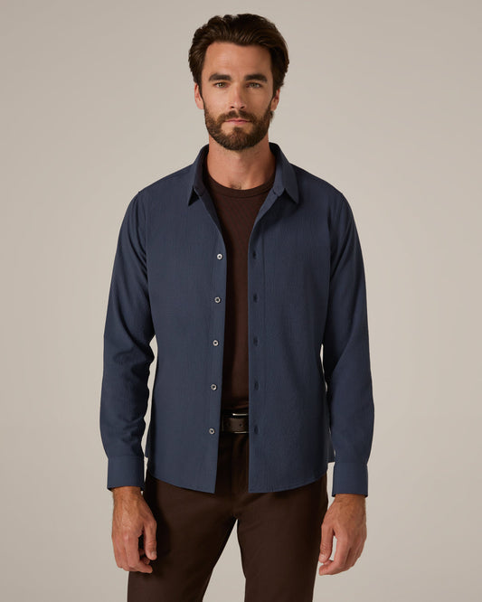 7 Diamonds Drayton Long Sleeve Sportshirt in Navy