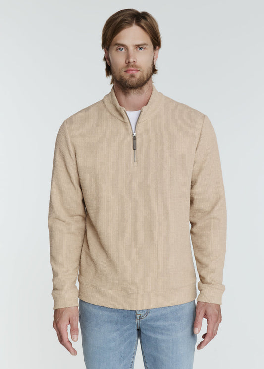 7 Diamonds Monterey Textured Quarter Zip Pullover in Tan