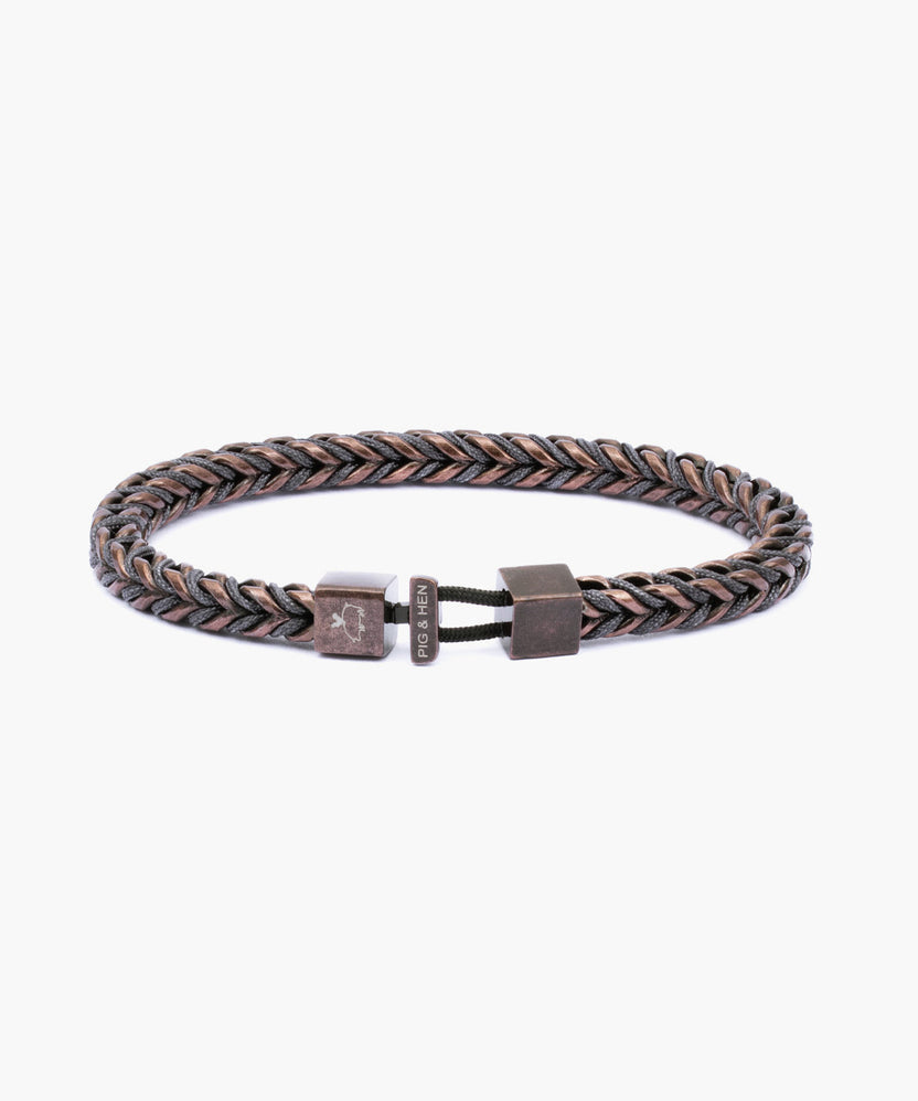 Pig and Hen Catena Foxtail Chain Bracelet in Grey/Bronze