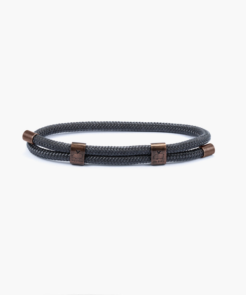 Pig & Hen Little Lewis Double Bracelet in Slate Grey/Bronze