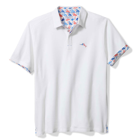 Tommy Bahama Islandzone Flamingo Mingle Five O'Clock Polo in Bright White