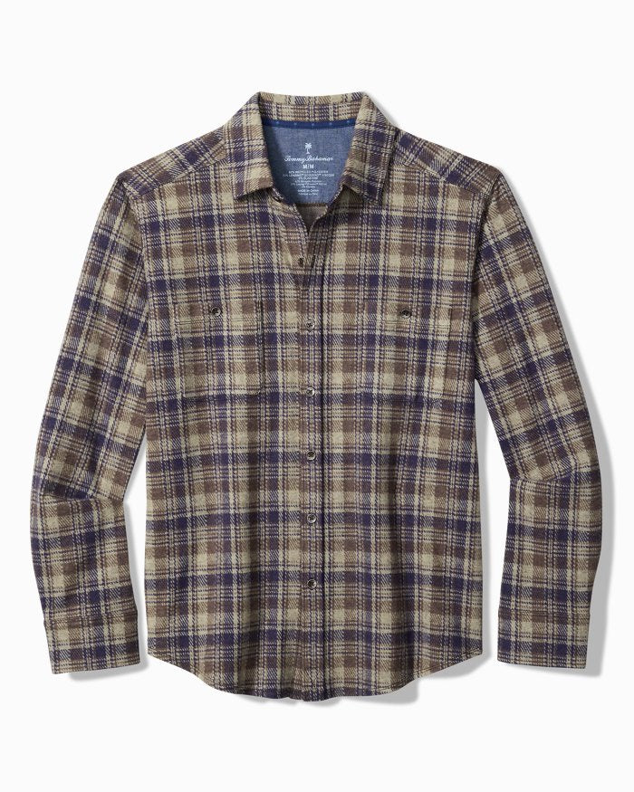 Tommy Bahama Fireside Tahoe Stretch Flannel Shirt in Abbey Stone