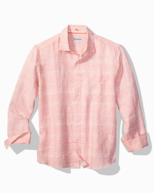Tommy Bahama Paradiso Plaid Linen Shirt in Passion Peach