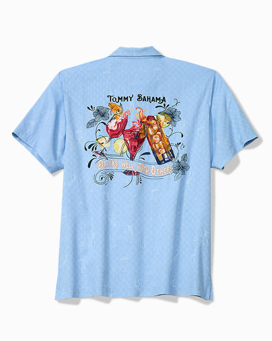 Tommy Bahama Drinks Well with Others Silk Camp Shirt in Canyon Sky