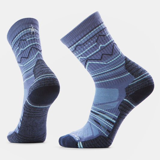 Smartwool Mens Hike Light Cushion Mountain Range Crew Socks in Nightfall Blue