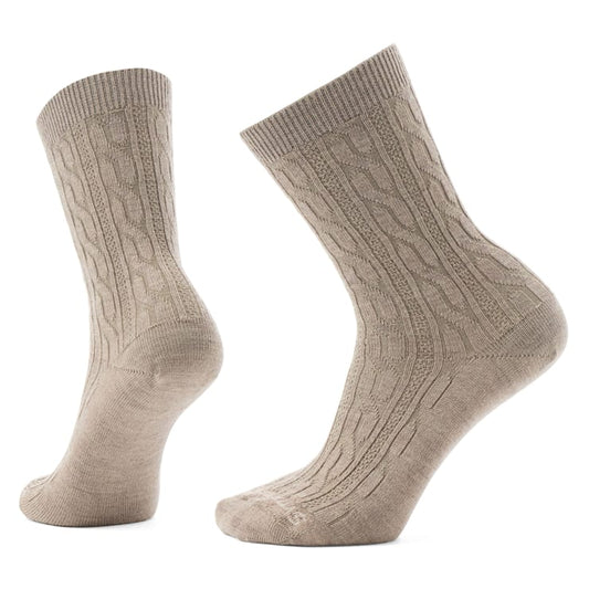 Womens Smartwool Everyday Cable Crew Socks in Fossil