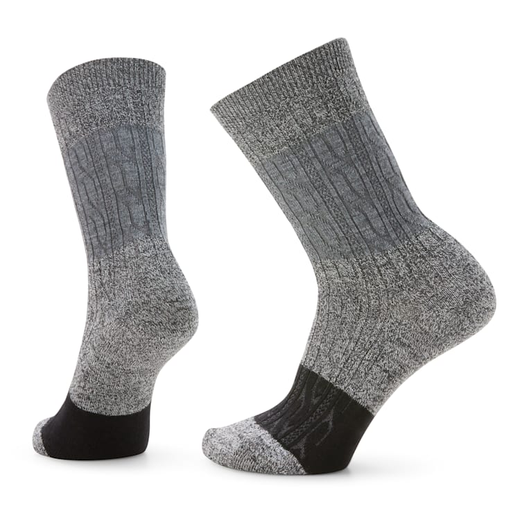 Womens Smartwool Everyday Color Block Cable Crew Socks in Charcoal