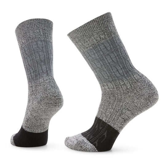 Womens Smartwool Everyday Color Block Cable Crew Socks in Charcoal