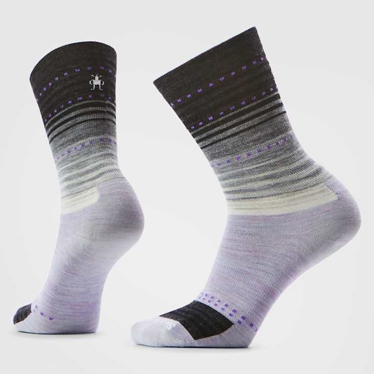 Womens Smartwool Everyday Stitch Stripe Crew Socks in Purple-Black