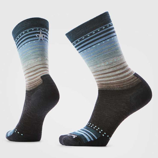 Womens Smartwool Everyday Stitch Stripe Crew Socks in Charcoal-Ash