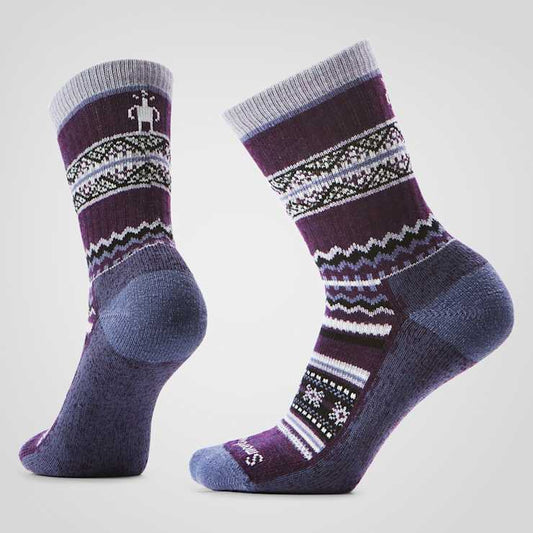 Womens Smartwool Everyday Cozy Snowed In Sweater Crew Socks in Chalk Violet