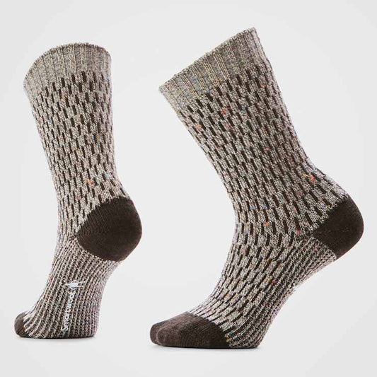 Womens Smartwool Everyday Cozy Digi-Tick Crew Socks in Taupe-Natural Marl