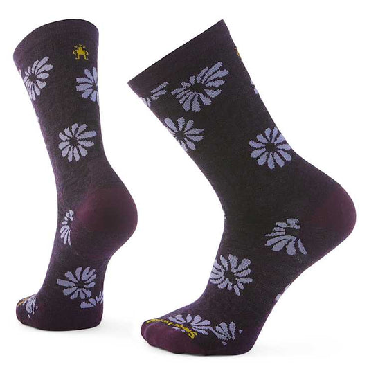 Womens Smartwool Everyday Floral Crew Socks in Purple Iris