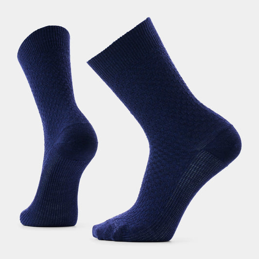 Smartwool Mens Everyday Basketweave Crew Socks in Deep Navy