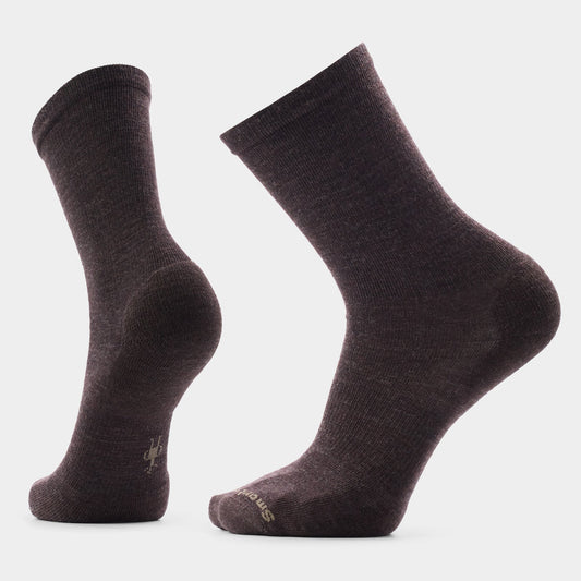Smartwool Mens Everyday Solid Rib Crew Socks in Chestnut