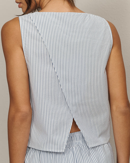 Womens Rhone Saltair Tank in Washed Navy Stripe