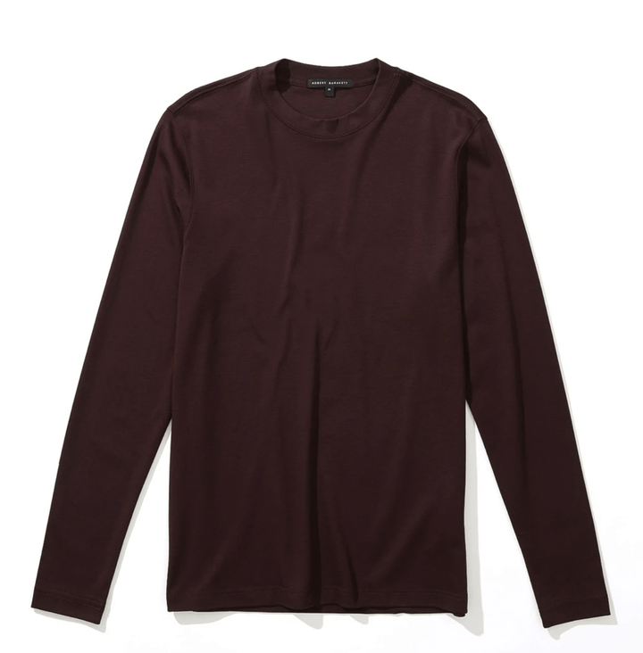 Robert Barakett High Crew Neck Long Sleeve Tee in Deep Bordeaux