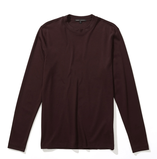 Robert Barakett High Crew Neck Long Sleeve Tee in Deep Bordeaux