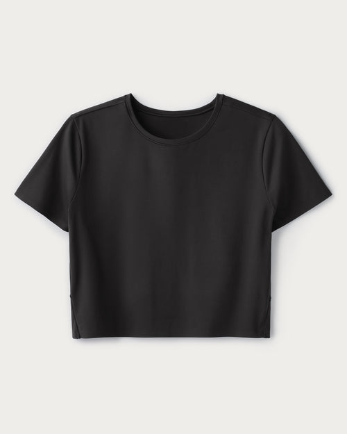 Womens Rhone Serene Cropped Short Sleeve Tee in Black