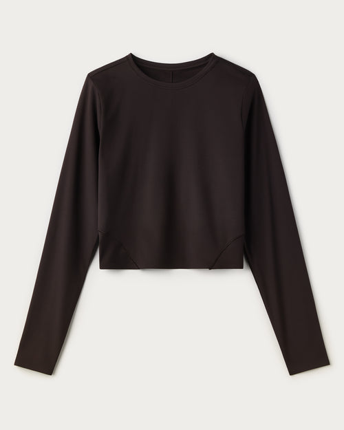 Womens Rhone Serene Fitted Long Sleeve Tee in Dark Espresso