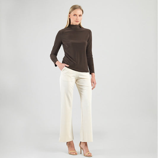 Womens Clara Sun Woo Mock Funnel Neck Top in Brown