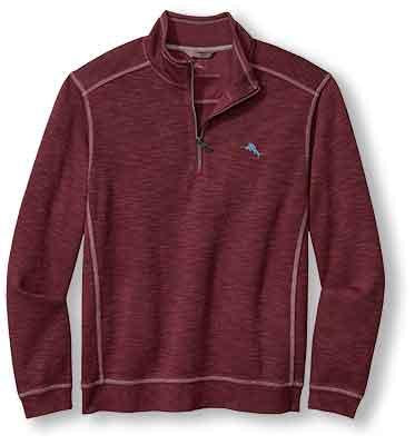 Tommy Bahama Tobago Bay Half Zip Sweatshirt in Aged Claret