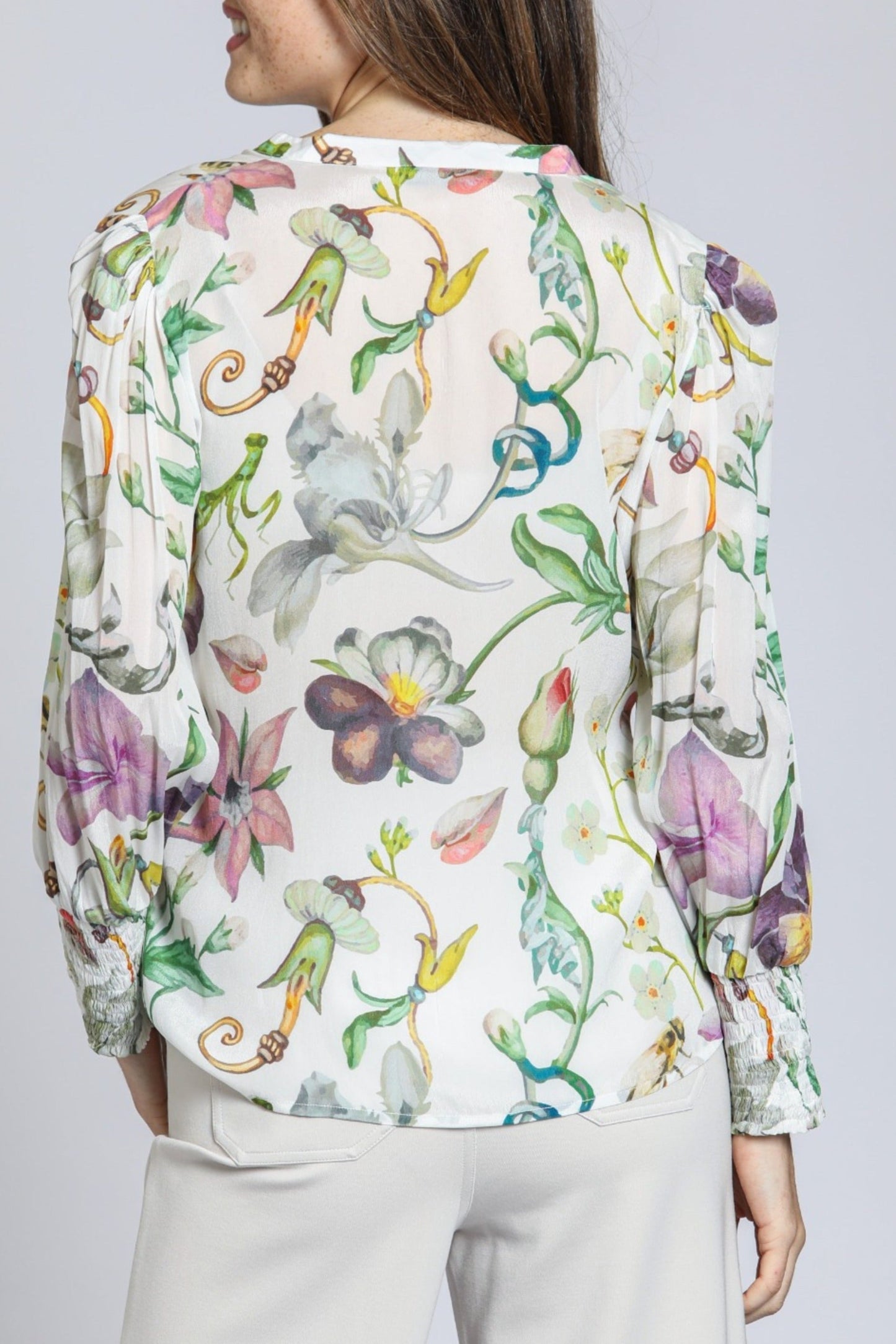 Womens APNY Floral Tunic in White