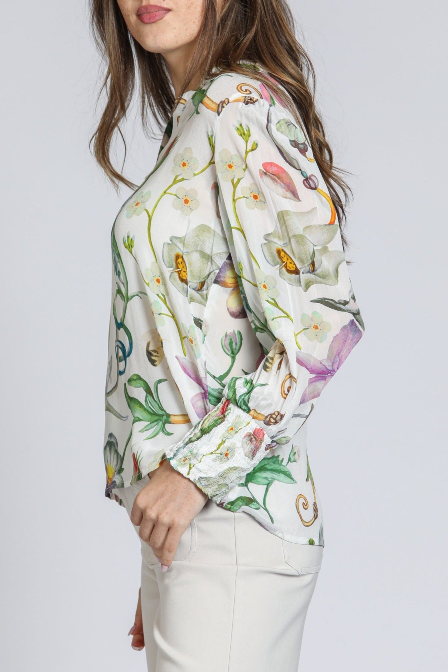 Womens APNY Floral Tunic in White