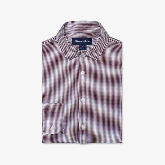 Mizzen + Main Halyard Trim Fit Sportshirt in Merlot Peter Gingham