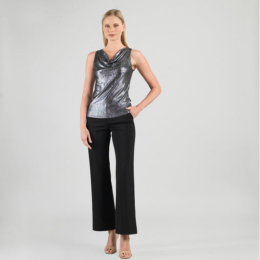 Womens Clara Sun Woo Cowl Neck Tank in Gunmetal