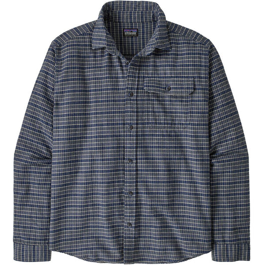 Patagonia Mens L/S Lightweight Fjord Flannel Shirt in Tracks: Sunken Blue