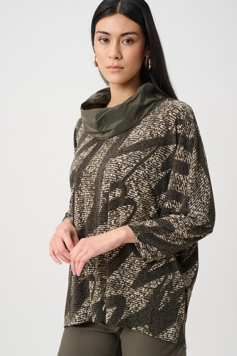 Womens Joseph Ribkoff Silky Knit Abstract Print Boxy Tunic in Avocado