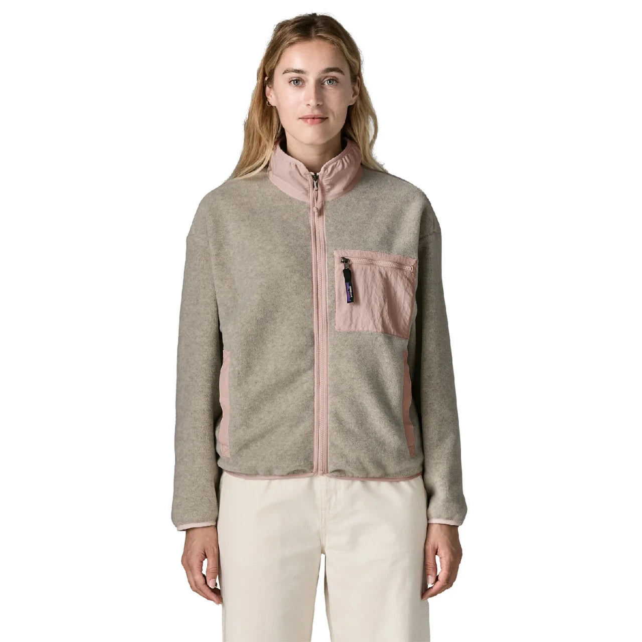 Womens Patagonia Synchilla Jacket in Oatmeal Heather w/Pink Frost