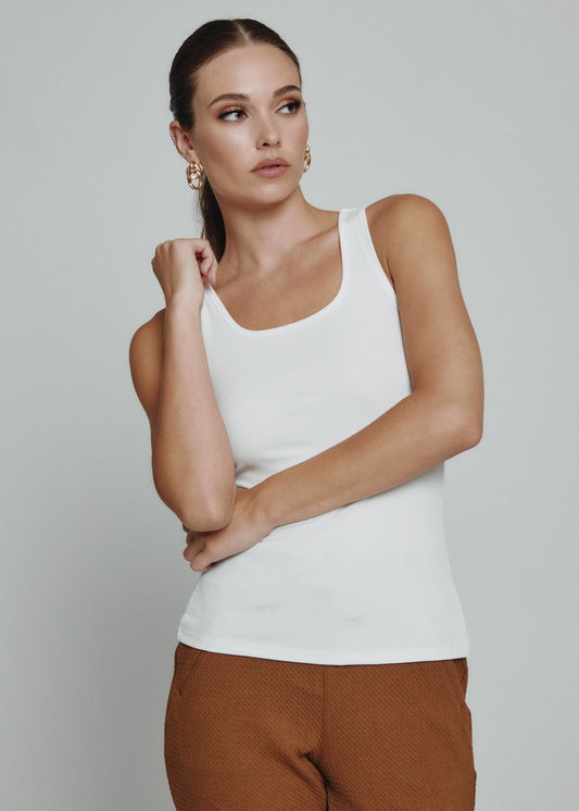 Womens 7 Diamonds Core Ribbed Full Length Tank in Ivory