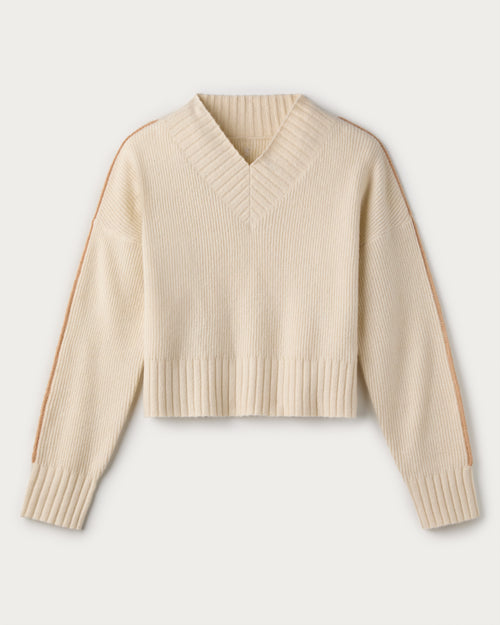 Womens Rhone Westside V-Neck Sweater in Sand Stone