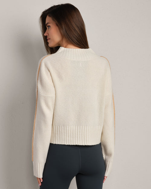Womens Rhone Westside V-Neck Sweater in Sand Stone