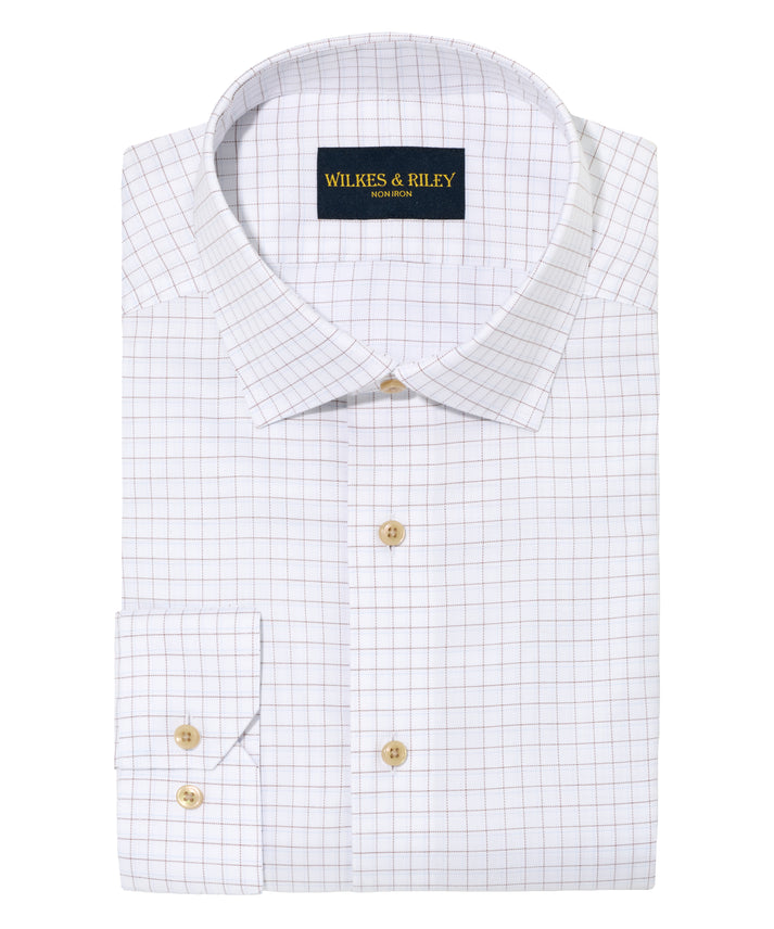 Wilkes and Riley Classic Fit  Dress Shirt in Sand/Sky Windowpane-Big & Tall Sizes