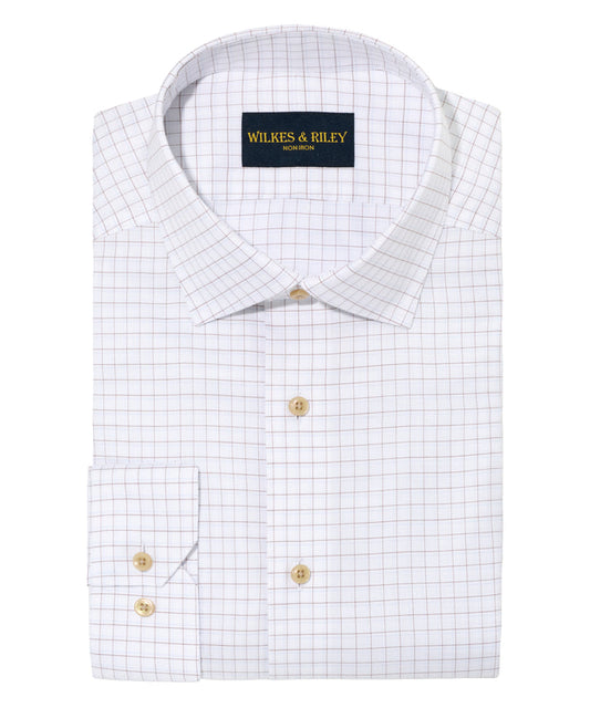 Wilkes and Riley Classic Fit  Dress Shirt in Sand/Sky Windowpane-Big & Tall Sizes