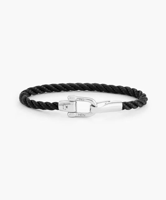 Pig & Hen Lobster Larry Rope Bracelet in Black/Silver