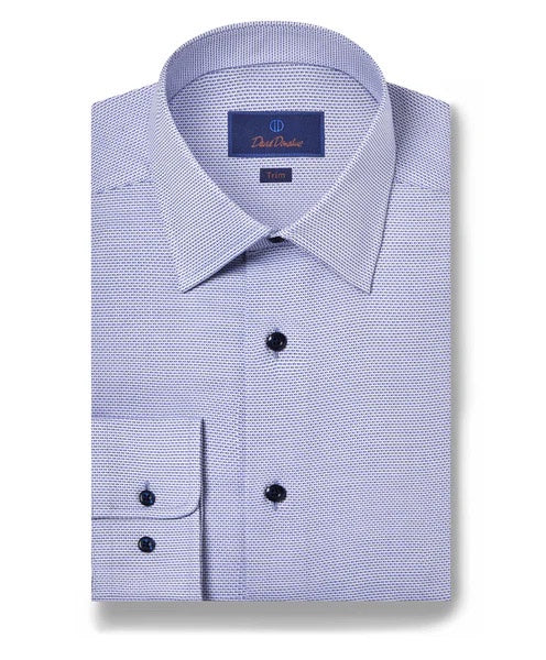 David Donahue Trim Fit Micro Dobby Dress Shirt in Blue