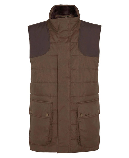 Barbour Mens Bradford Tattersall Gilet in Dark Sand