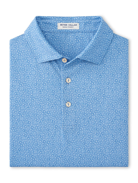 Peter Millar Bristol Floral Performance Jersey Polo in Blue Fade