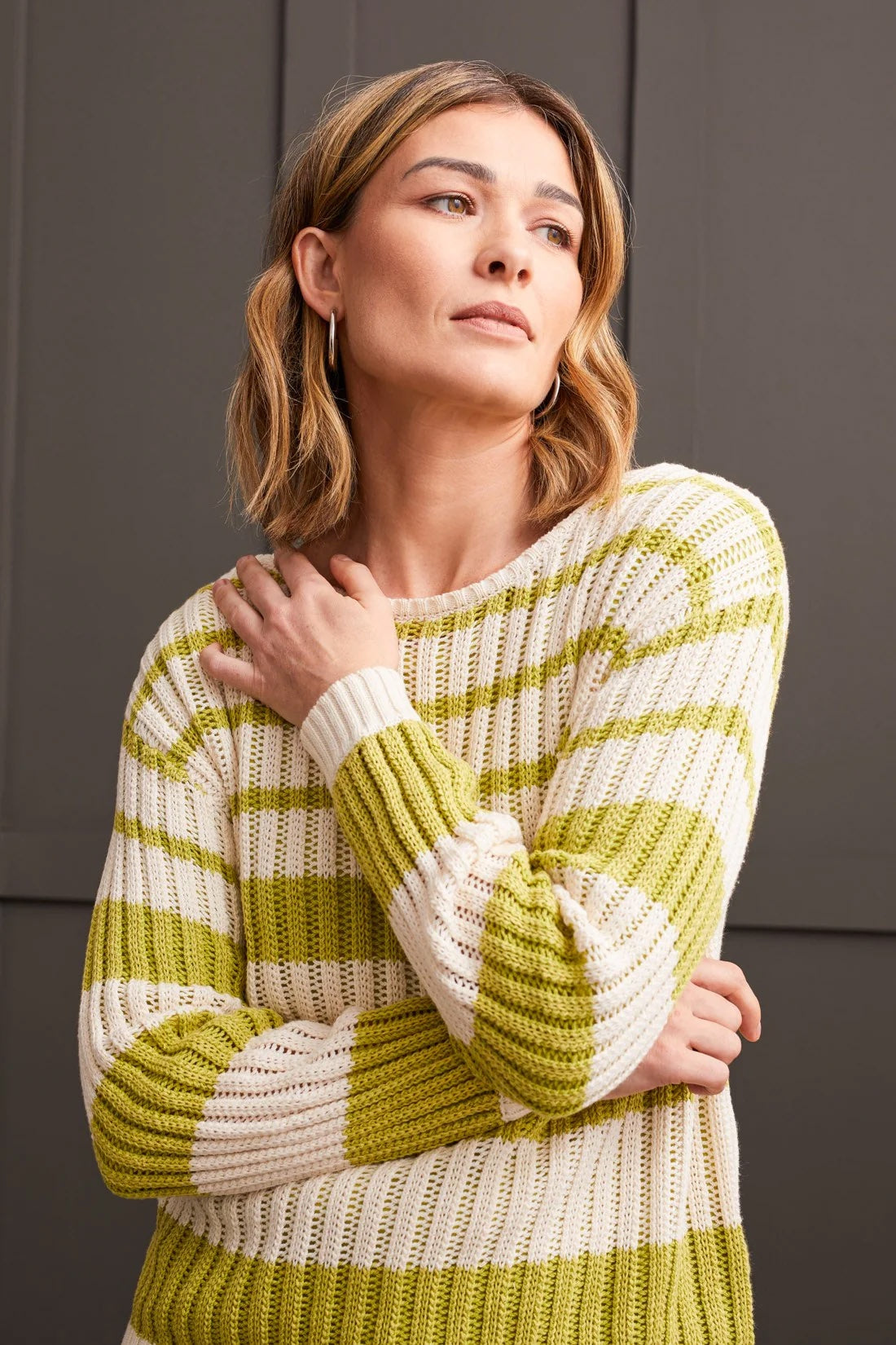 Womens Tribal Wear 2 Ways Crew Neck Cardigan in Pistachio