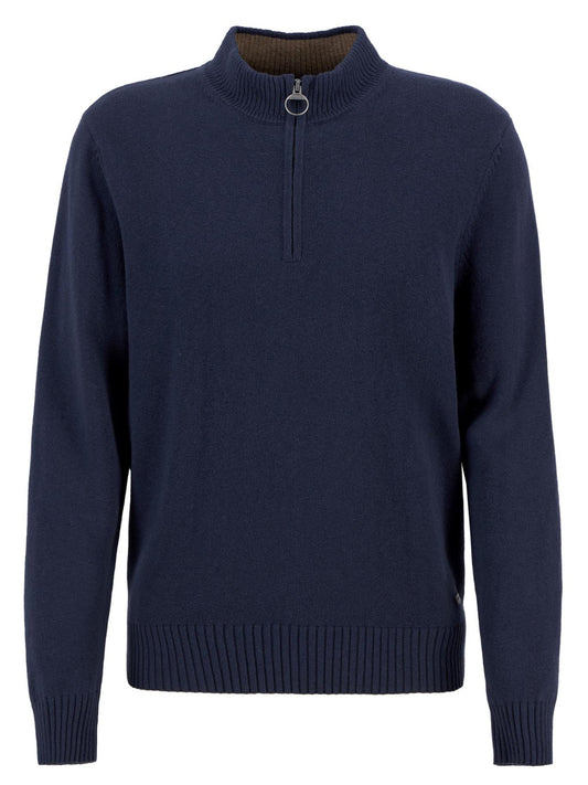 Barbour Mens Kelson Half Zip Sweater in Navy
