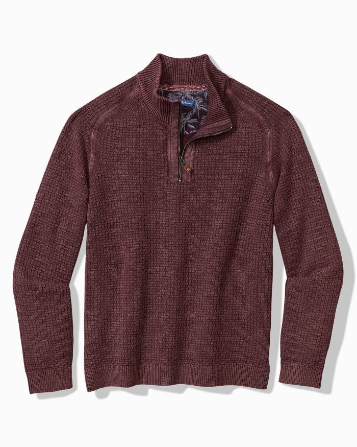 Tommy Bahama Sunbreak Half Zip Sweater in Chestnut