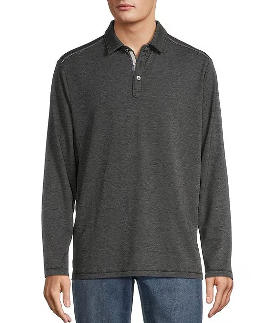 Tommy Bahama Coasta Vera Long Sleeve Polo in Coal