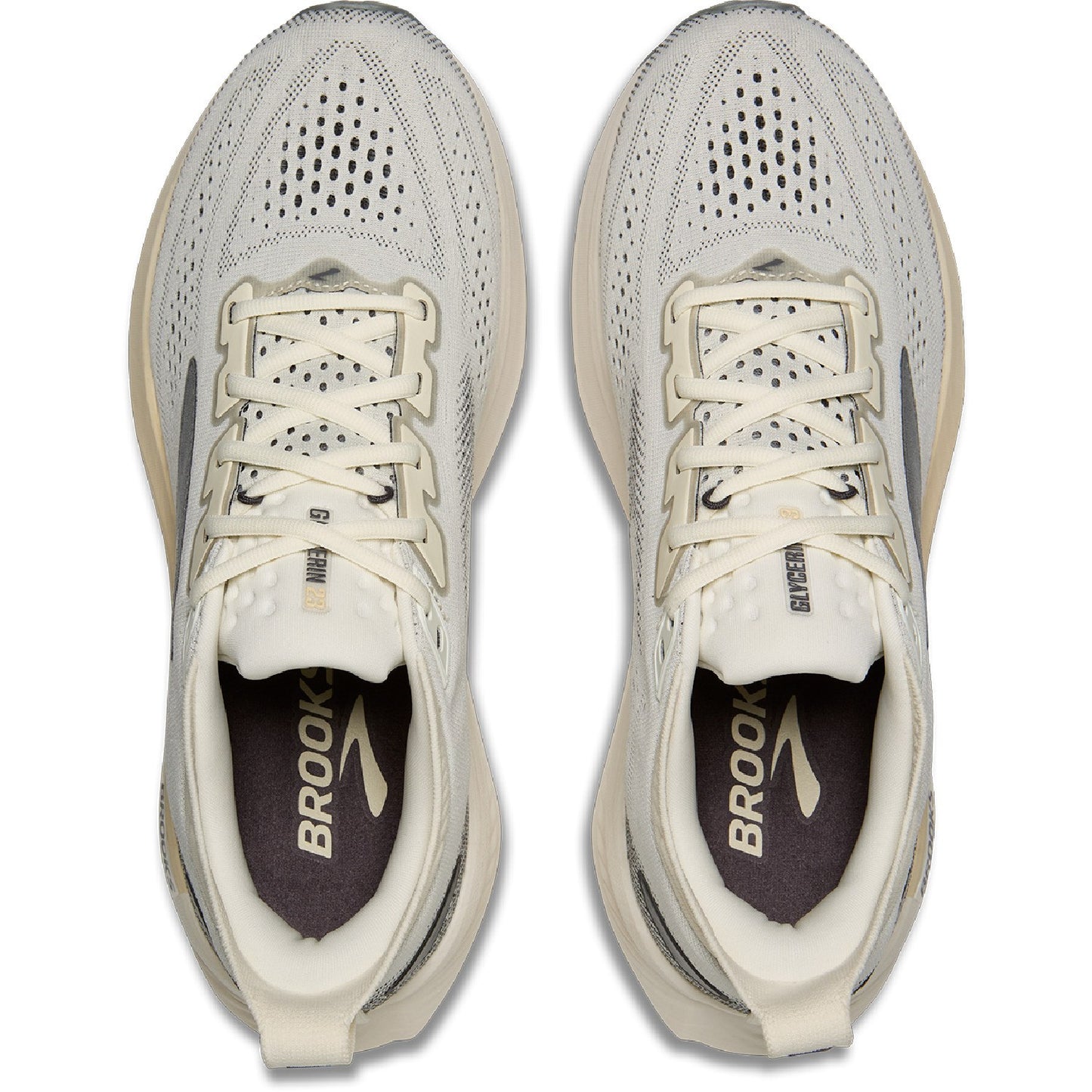 Brooks Mens Glycerin 23 Running Shoe in Coconut/Bleached Sand/Grey